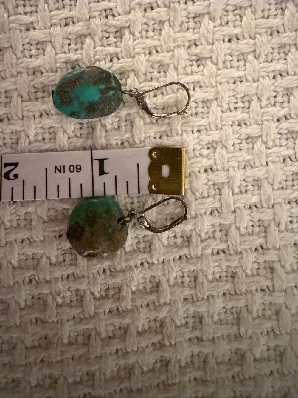 Vintage Pier 1 Turquoise Stone Drop Earrings - Green Blue Accent 90s EUC